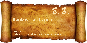Benkovits Bence névjegykártya